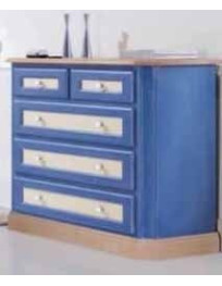 COMONCINO IN LEGNO ABETE LACCATA  SUL BLU E  AVORIO COMPOSTA