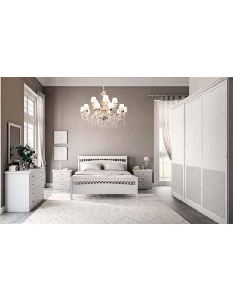 CAMERA COMPLETA LACCATA BIANCO PERLA