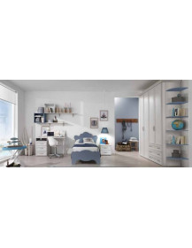 CAMERETTA SINGOLA  CON LETTO ARMADIO 4 PORTE 3 CASSETTI