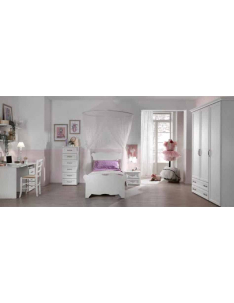 CAMERETTA SINGOLA  CON LETTO ARMADIO 4 ANTE 2 CASSETTI  E SCRIVANIA