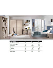 CAMERETTA CON ARMADIO SCORREVOLE 2 ANTE