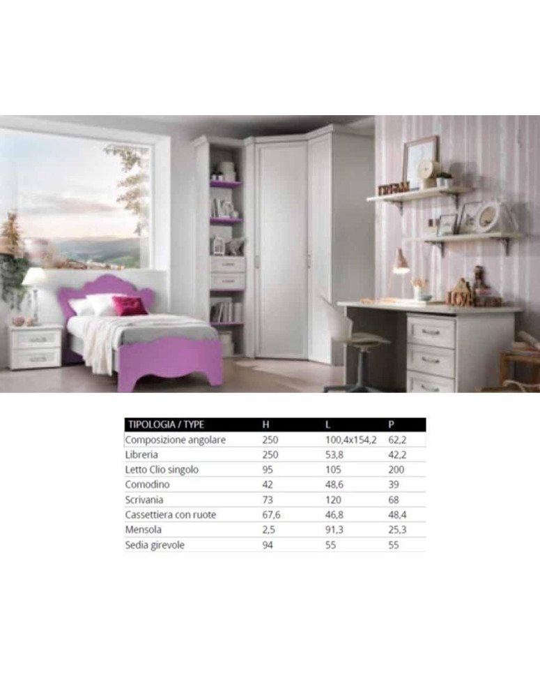 CAMERETTA ANGOLARE CON CABINA ARMADIO