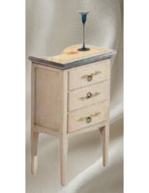 COMODINO 3 CASSETTI IN LEGNO IN FRASSINO LACCATA E DECORATA