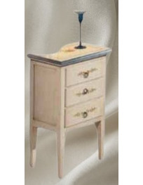 COMODINO 3 CASSETTI IN LEGNO IN FRASSINO LACCATA E DECORATA