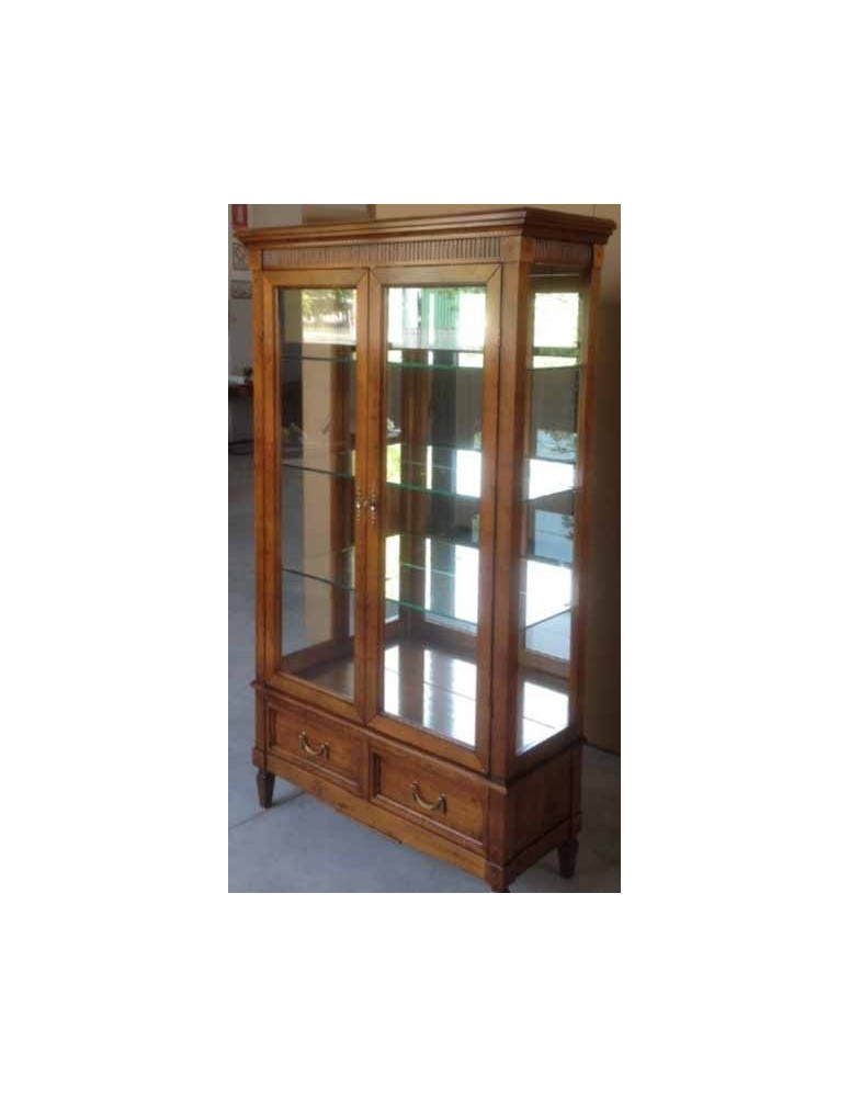 VETRINA A DUE PORTE A VETRI E DUE CASSETTI