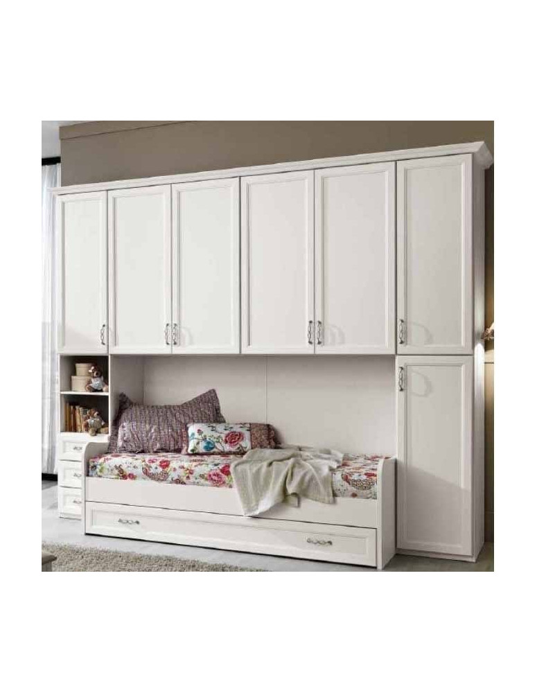 CAMERETTA A PONTE CON DIVANO LACCATA BIANCA