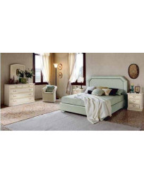 CAMERETTA CON TESTILE IMBOTTITO PIU COMO LACCATO CON SPECCHIO