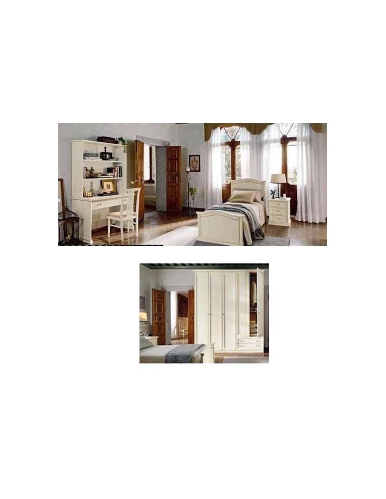 CAMERETTA LACCATA AVORIO CON BORDINI DORATI