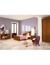 CAMERETTA CON SCRITTOIO E ARMADIO A 4 ANTE NOCE