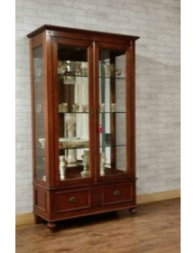 VETRINA A DUE PORTE CON SCHIENA A SPECCHIO TRE RIPIANI IN LEGNO E LUCE INTERNA