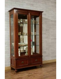 VETRINA A DUE PORTE CON SCHIENA A SPECCHIO TRE RIPIANI IN LEGNO E LUCE INTERNA