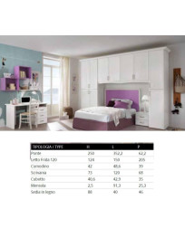 CAMERETTA A PONTE CON 1 LETTO  CON CONTENITORE DA 1,20