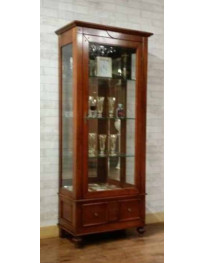 VETRINA A UNA  PORTA CON SCHIENA  A SPECCHIO TRE RIPIANI IN LEGNO E LUCE INTERNA