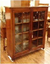 VETRINA /LIBRERIA A DUE PORTE CON TRE RIPIANI IN LEGNO