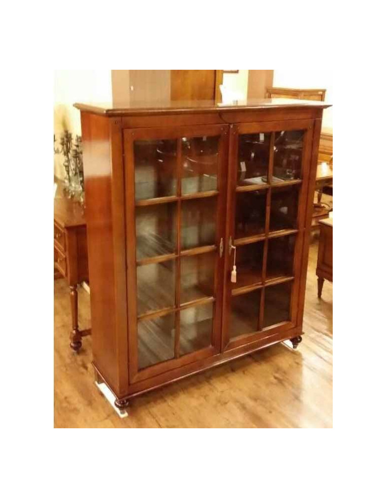VETRINA /LIBRERIA A DUE PORTE CON TRE RIPIANI IN LEGNO