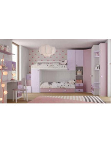 CAMERETTA CON ARMADIO BATTENTE AD ANGOLO CON SOPPALCO E SCRIVANIA