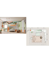 CAMERETTA CON ARMADIO BATTENTE AD ANGOLO