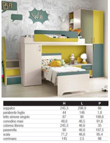 CAMERETTA  ANGOLARE CON  LETTO A SOPPALCO CON SCALETTA