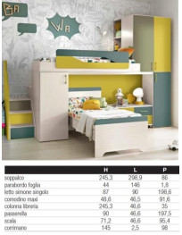 CAMERETTA  ANGOLARE CON  LETTO A SOPPALCO CON SCALETTA