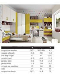 CAMERETTA ANGOLARE CON CABINA ARMADIO