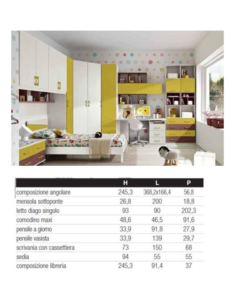 CAMERETTA ANGOLARE CON CABINA ARMADIO