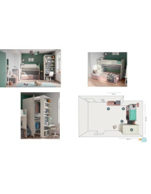 CAMERETTA A PARETE  CON SCALETTA  PER ACCESSO AL  SECONDO LETTO ARMADIO CON CABINA