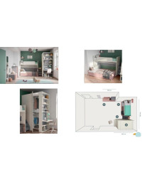 CAMERETTA A PARETE  CON SCALETTA  PER ACCESSO AL  SECONDO LETTO ARMADIO CON CABINA