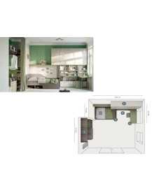 CAMERETTA CON ARMADIO SCRIVANIA LATERALE