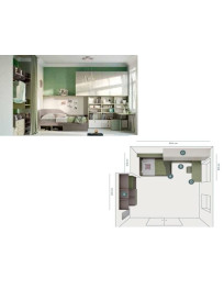 CAMERETTA CON ARMADIO SCRIVANIA LATERALE