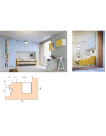 CAMERETTA MODERNA ANGOLARE CON 2 LETTINI A SCORRIMENTO