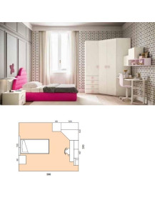 CAMERETTA CON ARMADIO ANGOLARE SCRIVANIA E LETTO