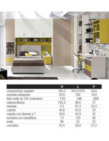 CAMERETTA CON ARMADIO ANGOLARE E LETTO PIU SCRIVANIA