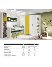 CAMERETTA CON DOPPIO LETTO CON CASSETTI E ARMADIO ANGOLARE