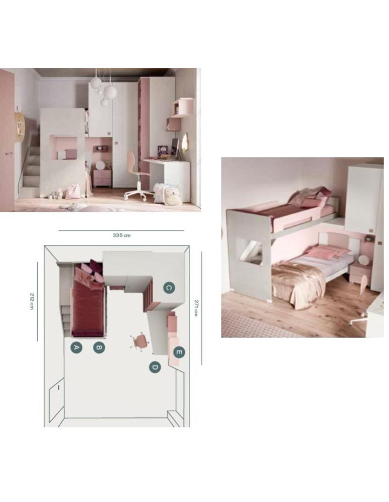 CAMERETTA CON ARMADIO ANGOLARE CON 2 LETTI A CASTELLO