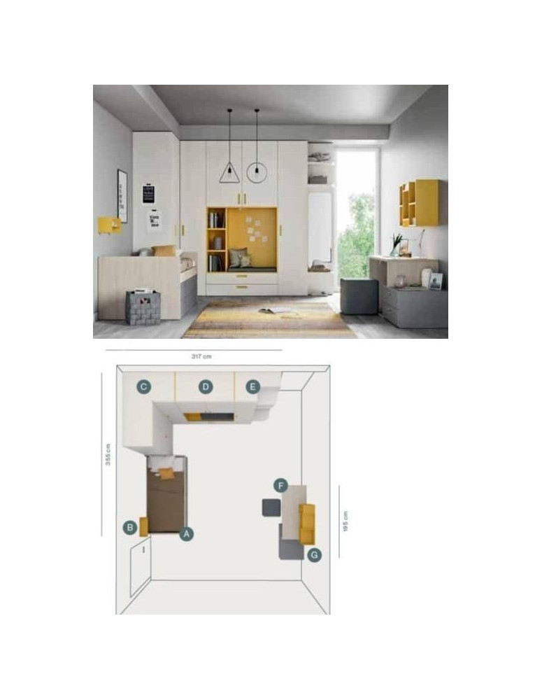 CAMERETTA CON SCRIVANIA  LATERALE