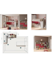 CAMERETTA A PARETE  CON SCALETTA LATERALE PER SALIRE AL SECONDO LETTO