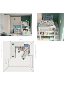 CAMERETTA CON ARMADIO ANGOLARE