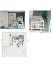 CAMERETTA CON ARMADIO ANGOLARE