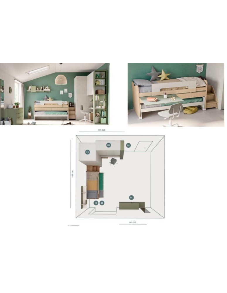 CAMERETTA A PONTE  CON ARMADIO ANGOLARE